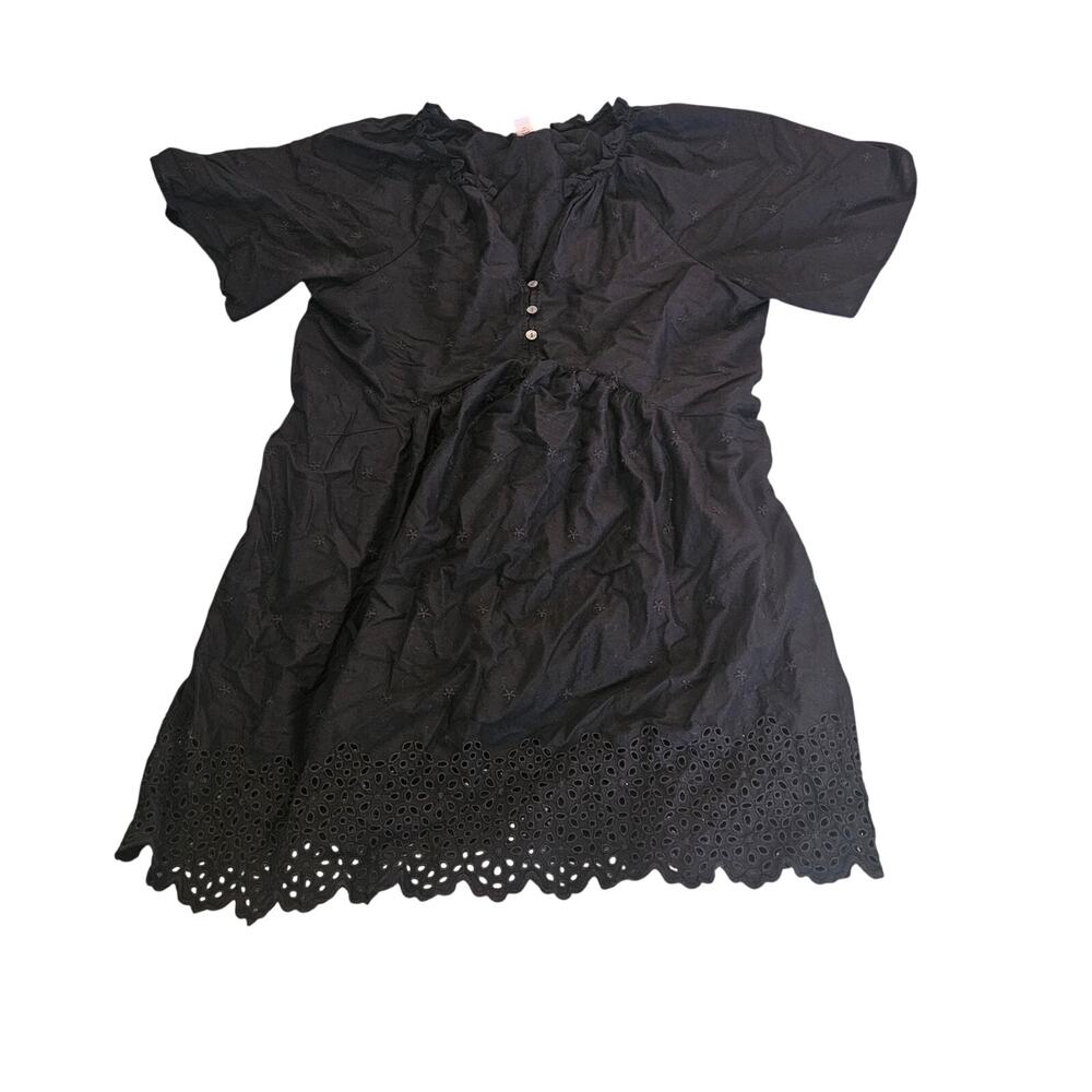 Old Navy Eyelet Dress Women’s Medium Black Short Sleeve Boho Cottagecore